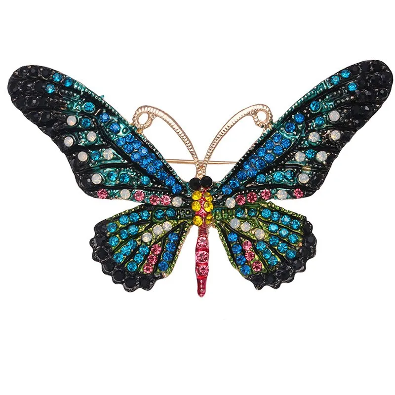 

New Insect Butterfly Brooch Multi Color Crystal Rhinestone Brooches for Women Lady Statement Bouquet DIY Jewelry Boutonniere
