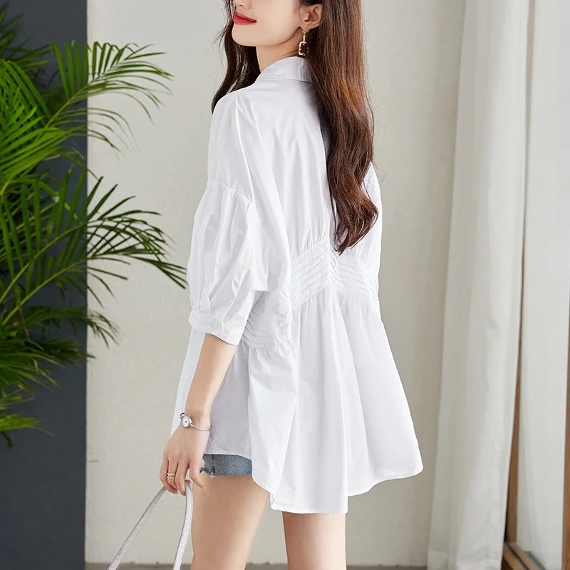 Рубашка Tucker плиссированная белая женская рубашка с рукавом три четверти новый