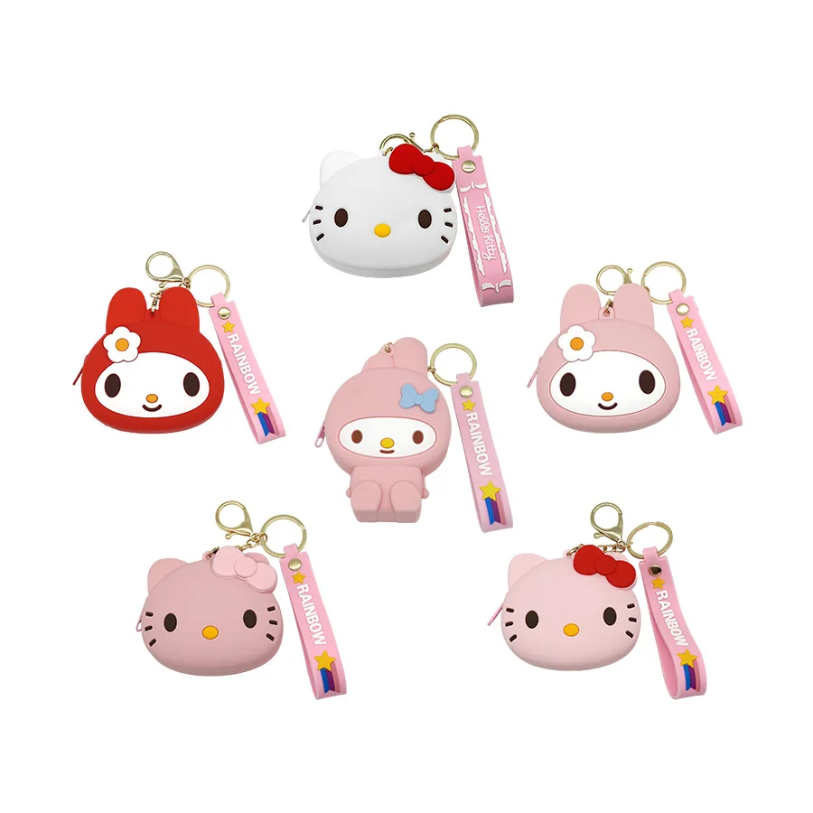 Kawaii Mini Wallet Cute Keychain Pendant Silicone Bag Cartoonwallet  Figure Earphone Storage Bag  2023New