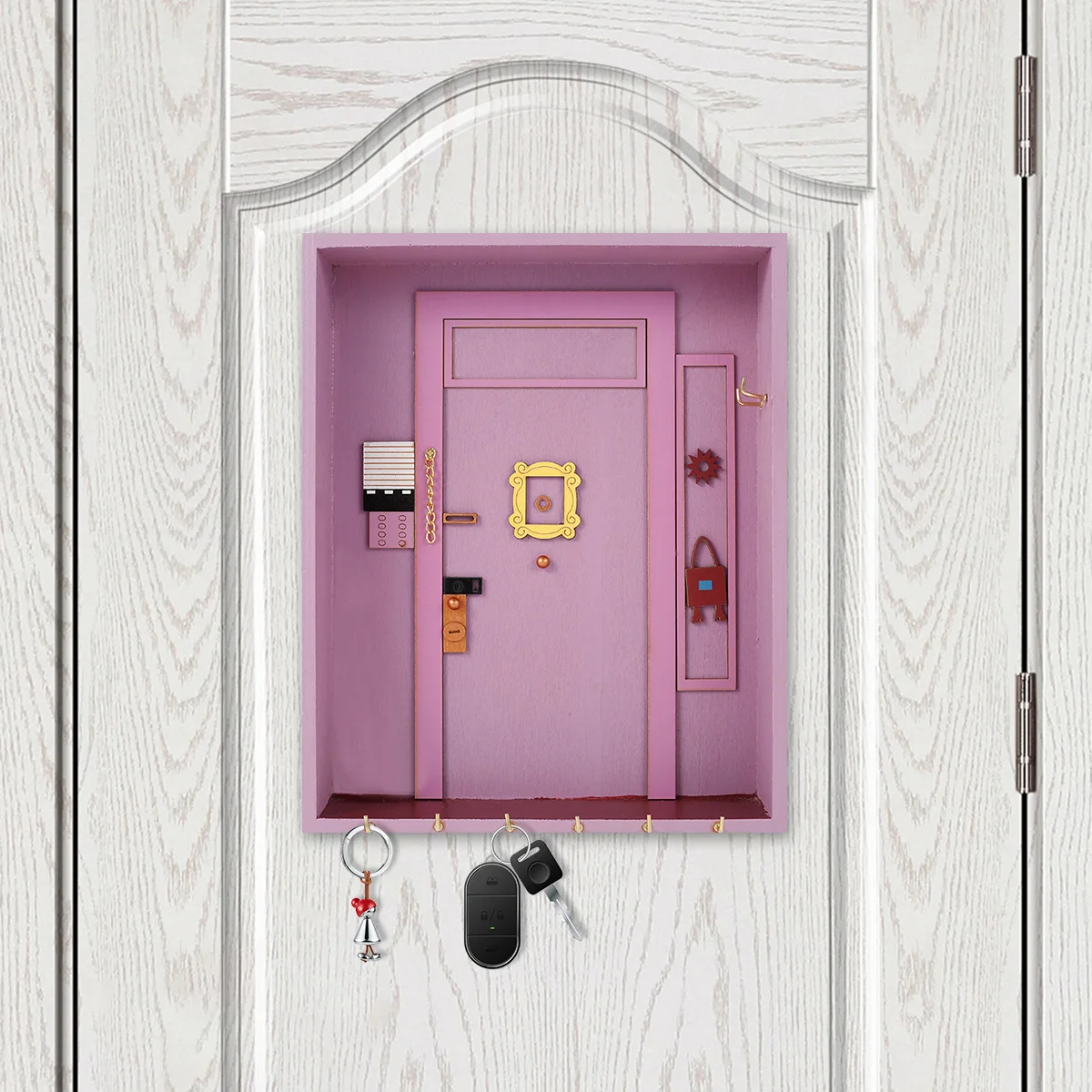 

Настенный держатель для ключей фиолетовый настенный деревянный держатель для ключей Креативный дизайн двери прочный подвесной шкаф для кл...