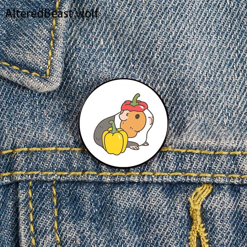 

Guinea pigs pattern Printed Pin Custom Funny Brooches Shirt Lapel Bag Cute Badge Cartoon Jewelry Gift for Lover Girl Friends