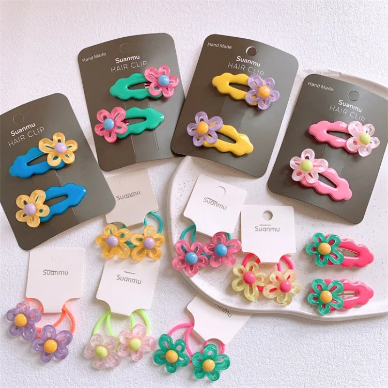 

Korean Style New Cute Girl Simple Hair Clips Jelly Flowers Hair Pins for Children Fashion Hair Accessories