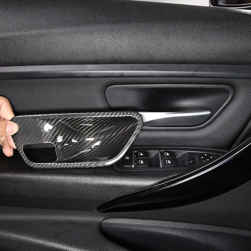 Для BMW 3 4 серии 3GT F34 F30 F36 2013-2019 Настоящее углеродное волокно Автомобильная дверь Внутренняя дверь чаша крышка декоративная наклейка автомобильные аксессуары