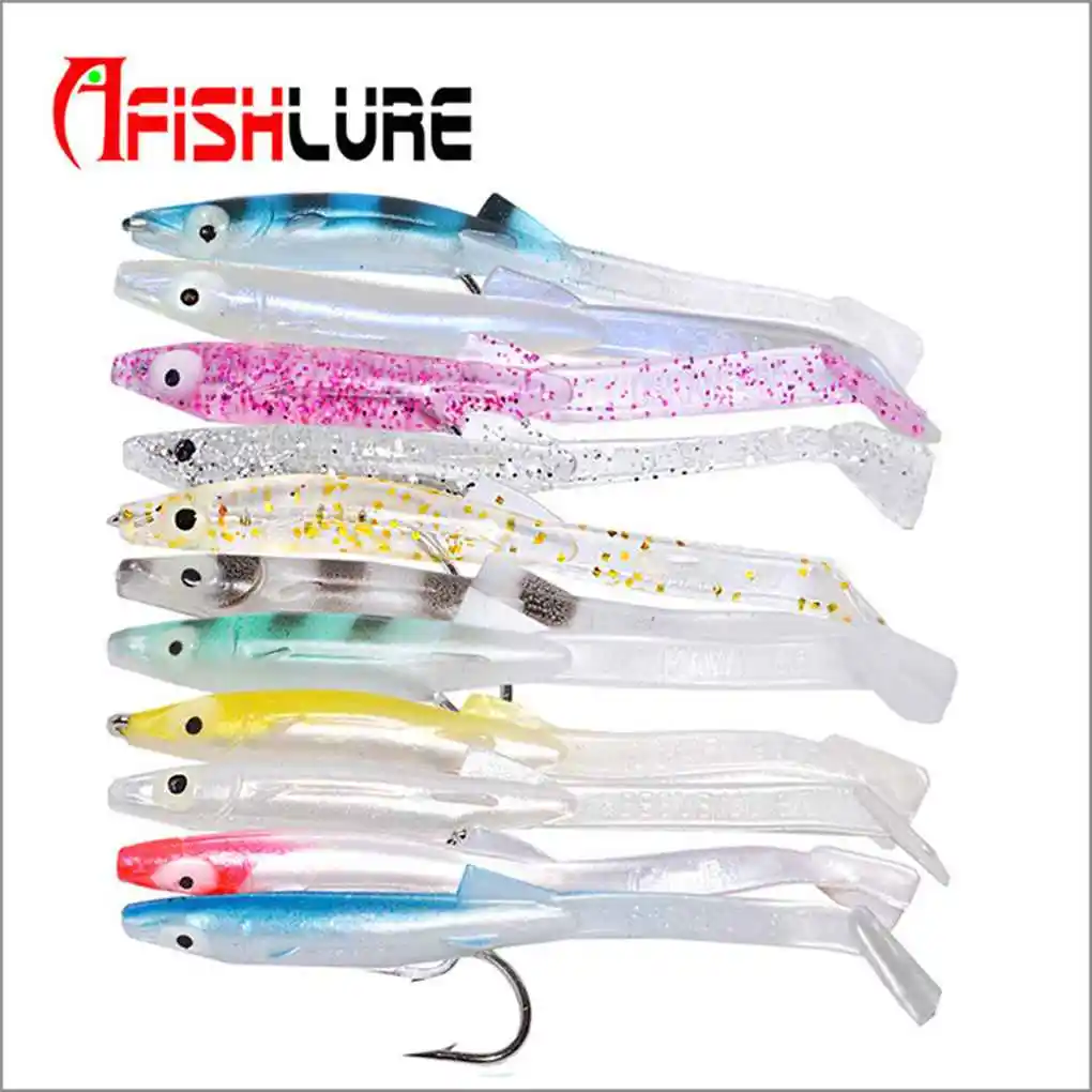 

6pcs/lot Fishing Lure Fish Eel Lure white Blue Soft Baits with hook 8cm 2.3g Small Fish Eel Artificial bait Pesca Leurre