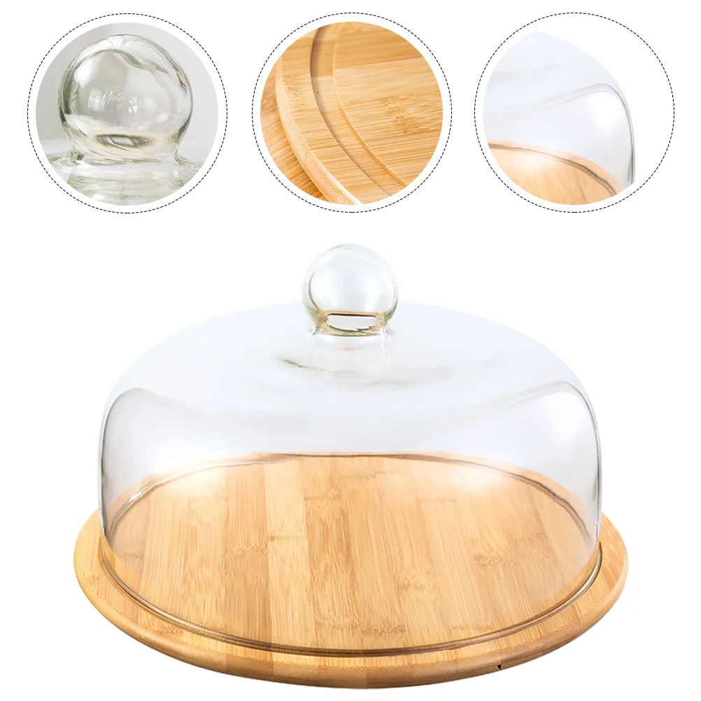 

1 комплект стеклянный купол с деревянной тарелкой, круглая зеркальная тарелка, прозрачная подставка для торта, дисплей для торта, колокол, купол, крышка для торта