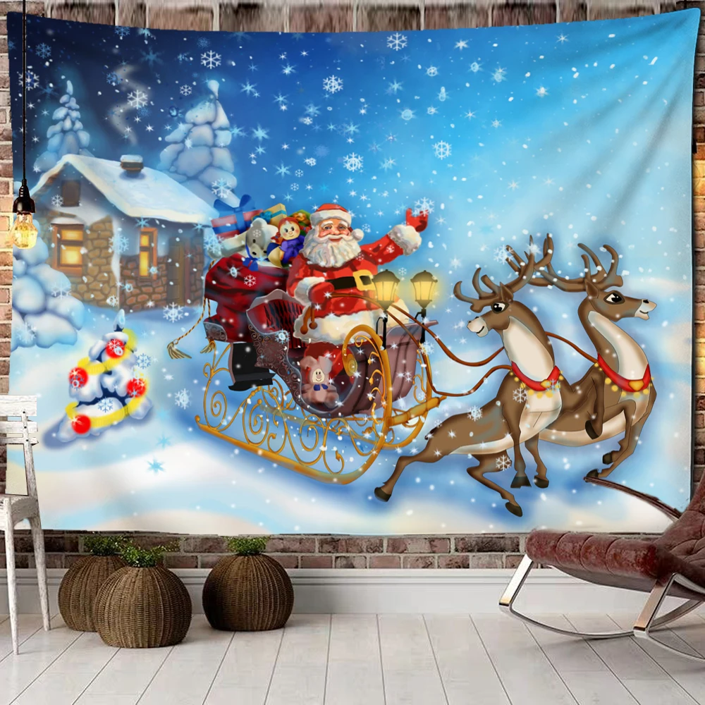 

Cute House Tapestry Christmas Snow Star Sky Psychedelic Forest Wall Hanging Dorm Home Living Room Decor Aesthetics Tapestries
