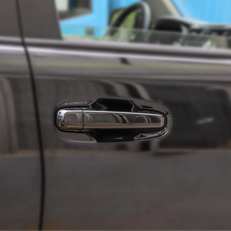 Car Exterior Rear View Mirror Cover Trim + Door Handle For Toyota 4Runner 2017-2023 Replacement Parts Black