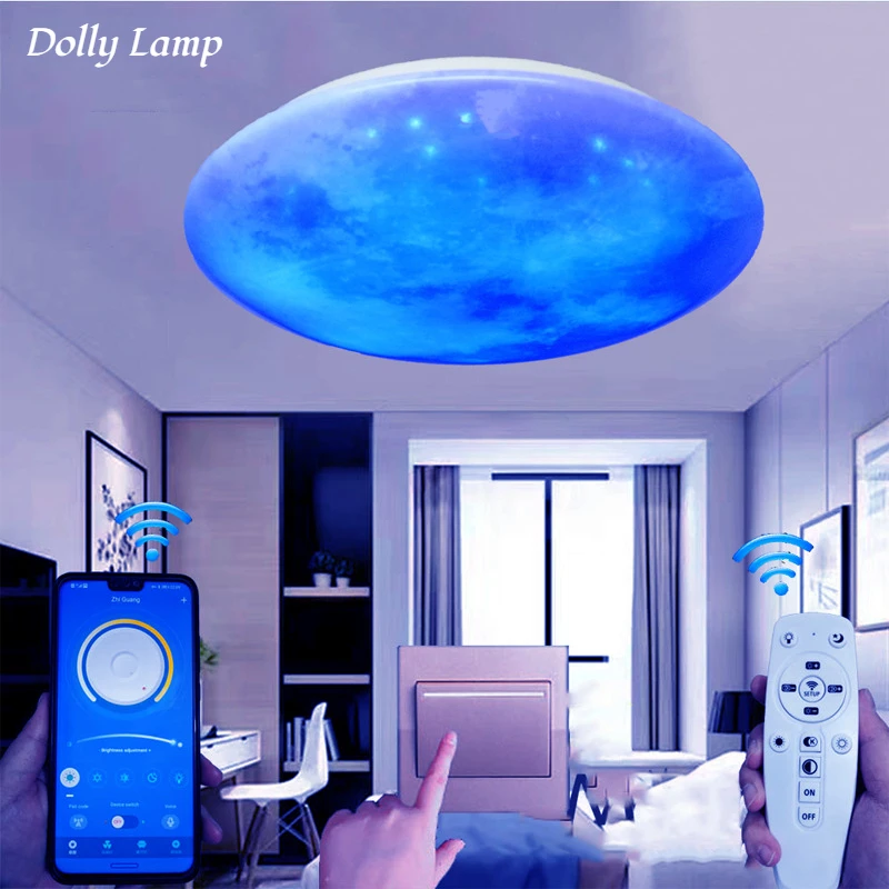 

LED Ceiling Lights Moon Lamp Smart Habitacion Room Luminaire Plafonnier Bedroom Lampy Sufitowe Lamps for Living Room