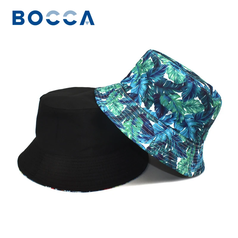 

Bocca Leaf Bucket Hat Green Panama Fisherman Hats For Men Women Reversible Summer Outdoor Beach Travel Sun Cap Gorras 2023 New