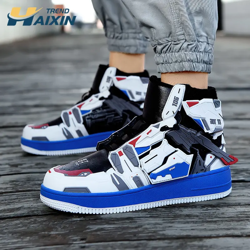 

2022 New Men's Shoes Trend Casual Comfortable Shock-absorbing Flat Wear-resistant Full Water Drop Plastic Mecha Vulcanized Shoes