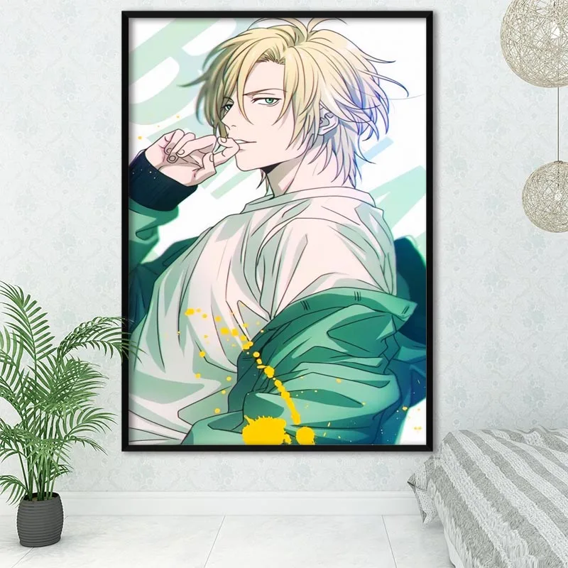 

Банановая рыба холщовый постер индивидуальный Рисунок ткань Cloth Home Decor, постер для украшения стен вашей гостиной