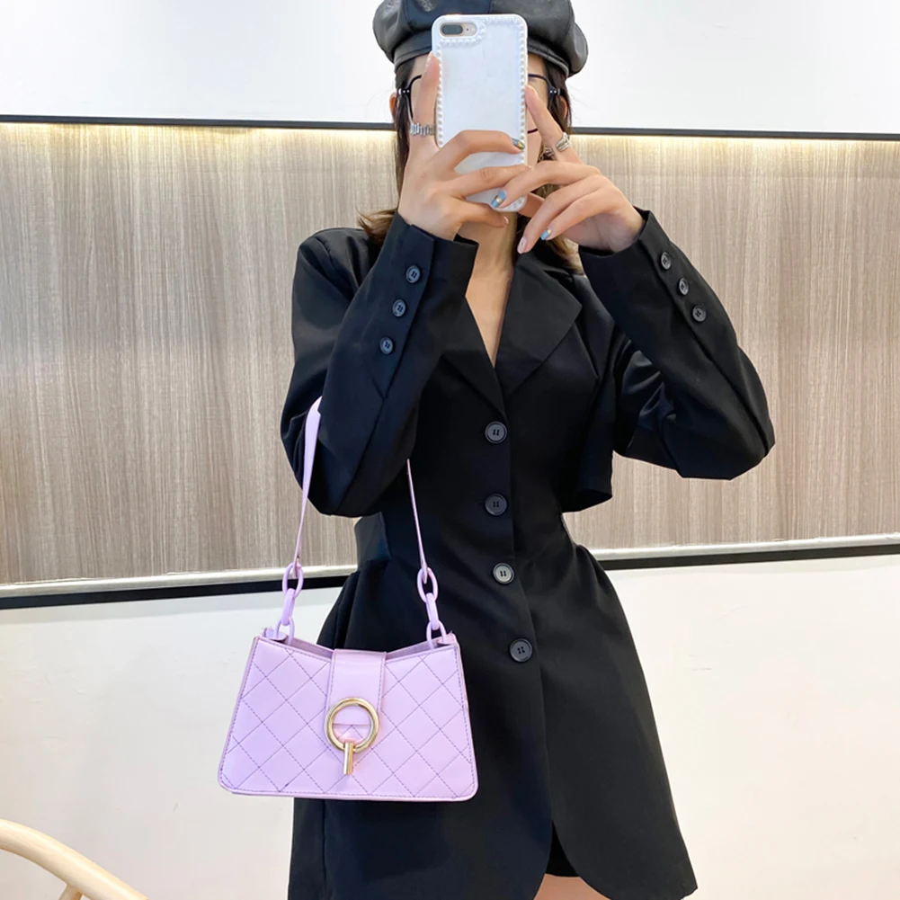 

Fashion Lattice Pattern Women Solid Shoulder Bag PU Female Crossbody Handbags Popular Simple Female Daily Bag