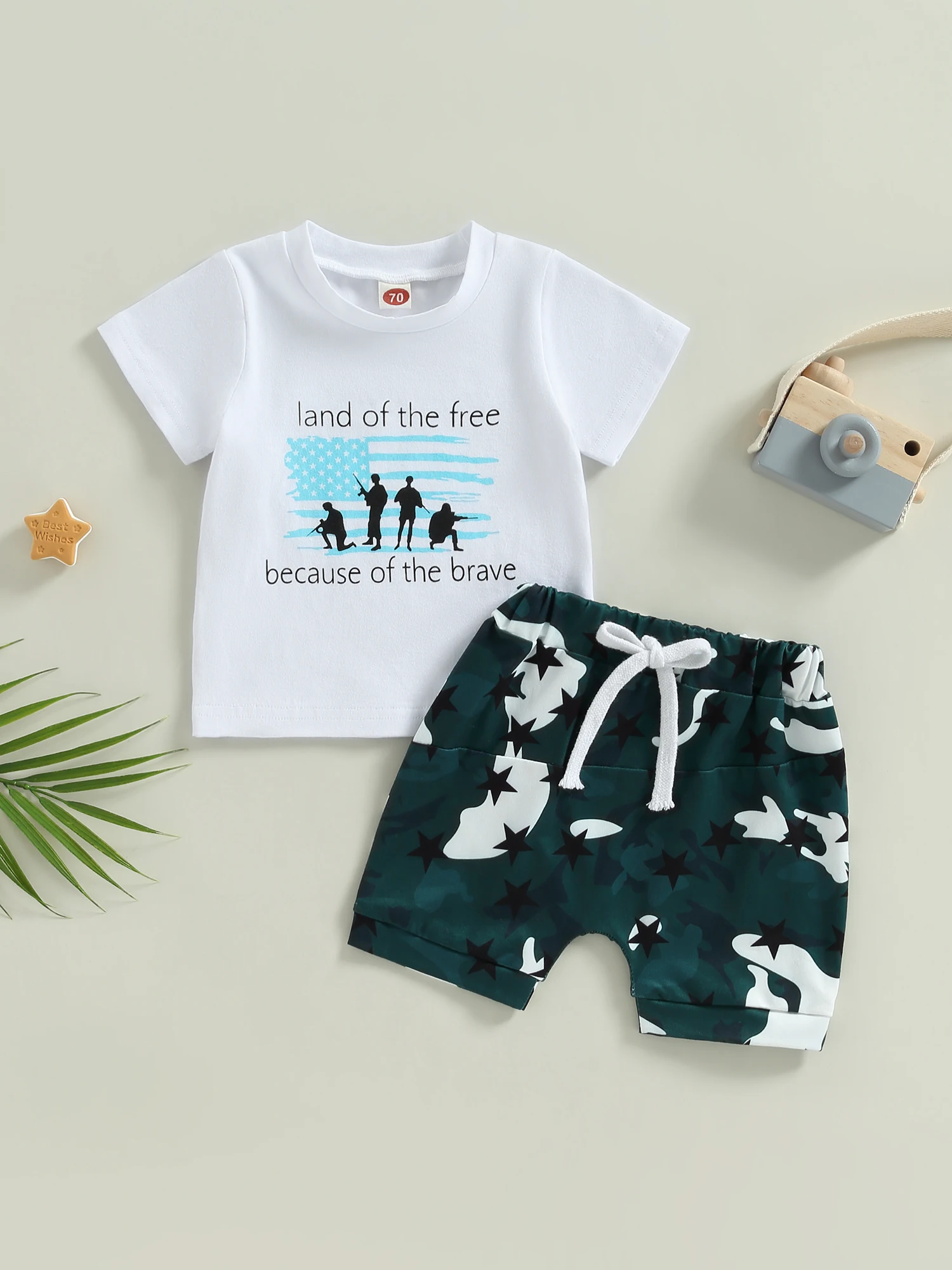 

Костюм для маленьких мальчиков, белая футболка с коротким рукавом и звездами с принтом, шорты на шнуровке, комплект из 2 предметов для младенцев (белый цвет, 0-6 месяцев)