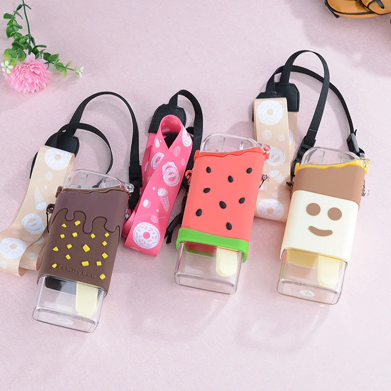 

Чашка «арбуз» для мороженого, милая летняя бутылка для воды с соломинкой, креативная квадратная портативная Герметичная Бутылка из тритана...