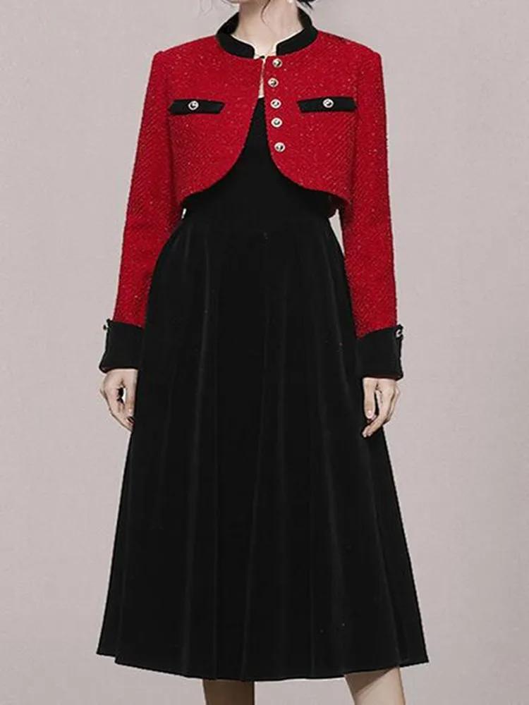 

Осенне-зимнее офисное платье ZAWFL, Женская твидовая куртка и бархатные платья а-силуэта, облегающее повседневное праздвечерние чное платье с...