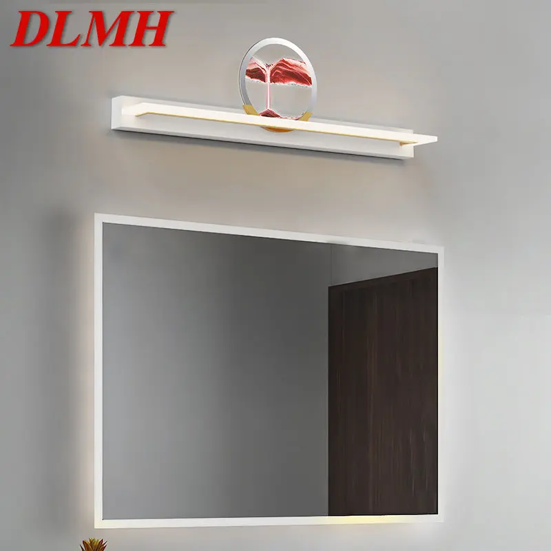 

DLMH Red Hourglass Vanity Fixture Mirror Front Light Led 3 Colors Modern Bathroom Device Makeup Simple Wall Lamp