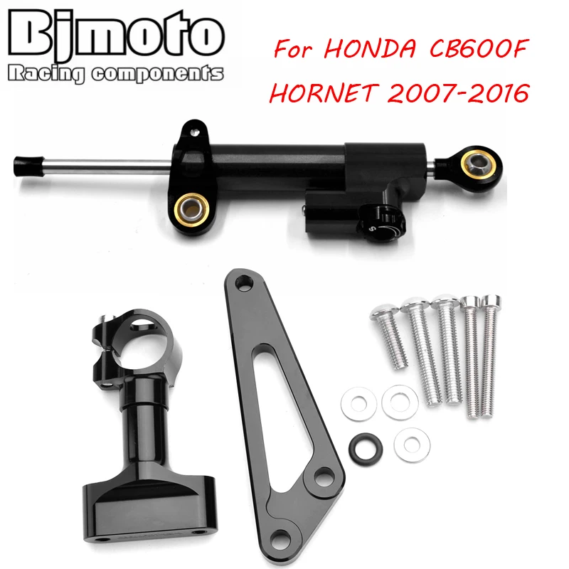 

BJMOTO CNC Motorcycle Adjustable Steering Stabilize Damper with Bracket Mount Support Kit For HONDA CB600F HORNET 2007-2016