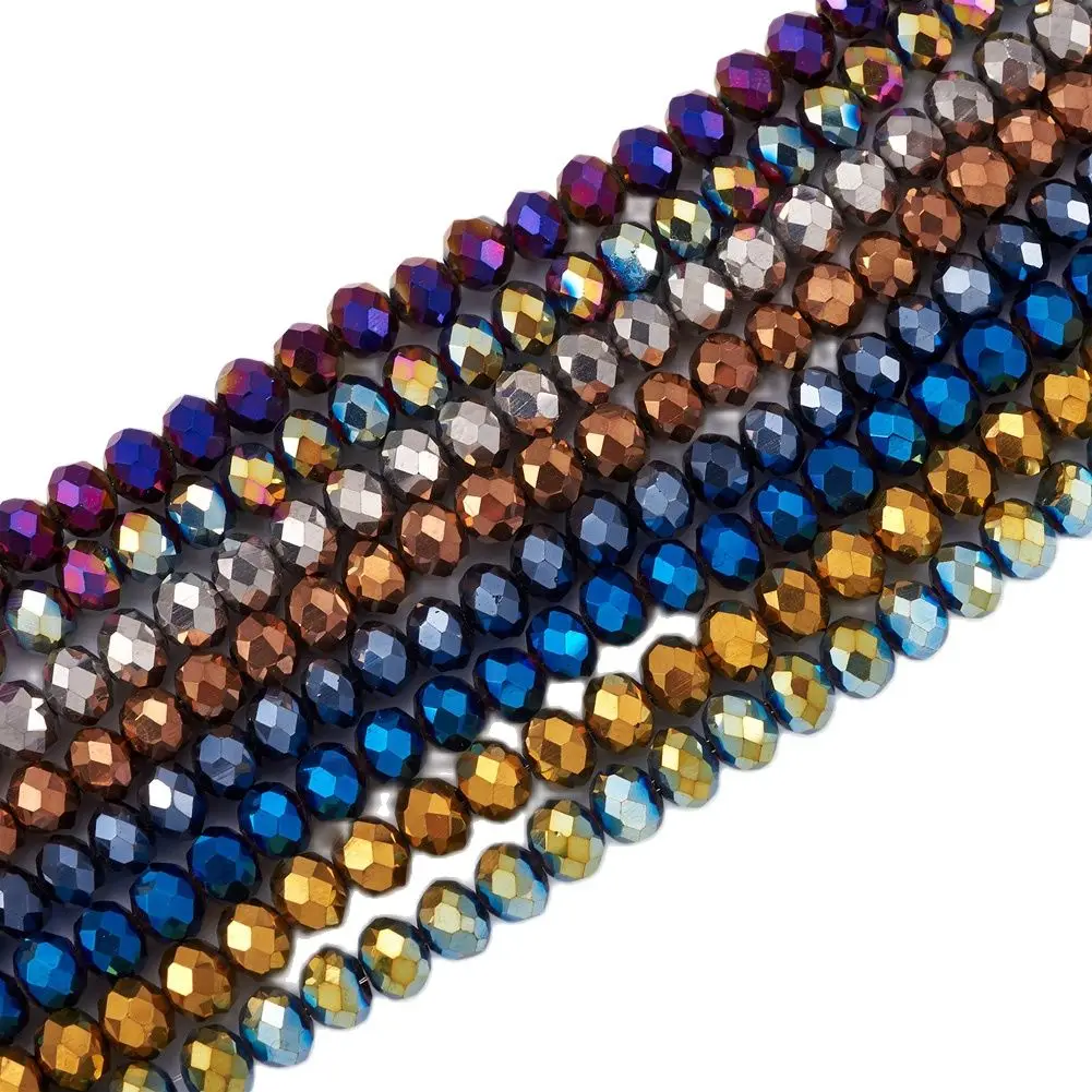 Разноцветные гальванические прозрачные стеклянные бусины нитки 6x5 мм граненые Фотоэлементы для браслета ожерелья DIY Поставки Разноцветные гальванические прозрачные стеклянные бусины нитки 6x5 мм граненые Фотоэлементы для браслета ожерелья DIY Поставки