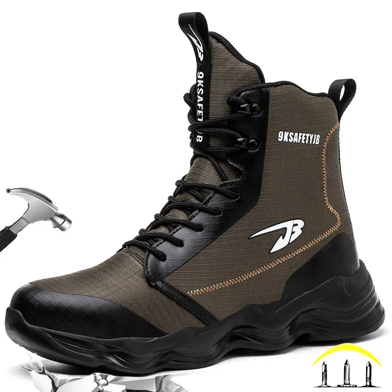 

CNHMR Platform Boots Work Shoes For Man Steel Toe Boots Hombre Anti Puncture Botas Men's Sneakers Safety Indestructible Botas