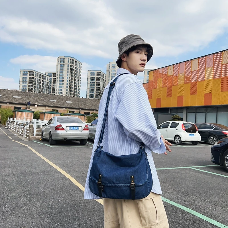 

Large Capacity Denim Flap Bags For Women Jeans Messenger Bag Y2K Shopper Bag Canvas Book Cross Bag Unisex Eco Bag Korean Travel