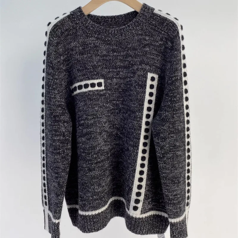 Европейский свитер из 100% мериносовой шерсти женский толстый Свободный пуловер с