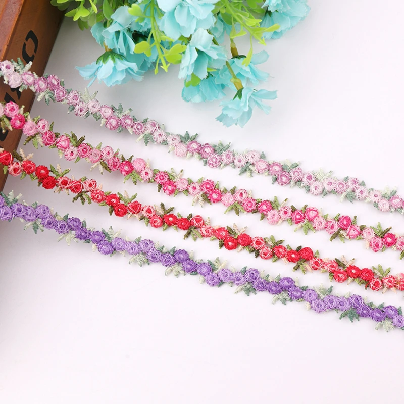 

3/5 ярдов, ткань из полиэстера, цветной цветок, водорастворимое кружево, товары для шитья «сделай сам», украшение, 1,5 см, кружевные аксессуары для одежды