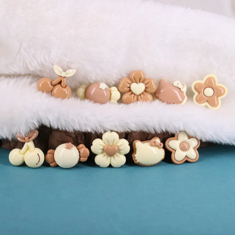 

20 -100Pcs Beige Curry Color Flowers Series Resin Accessories Diy Cream Glue Phone Case Material DIY Craft Toy Bag Accessories