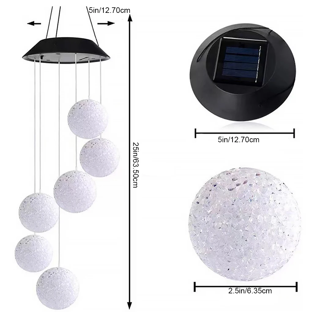 

Solar String Light Color Changing Wind Chimes Lamp LED Ball Decorative Hanging Light for Yard Outdoor