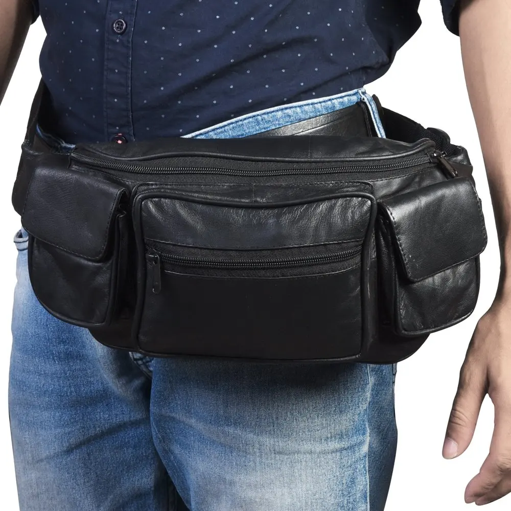 

Jumbo Fanny Pack with 2 Side Pockets Leather