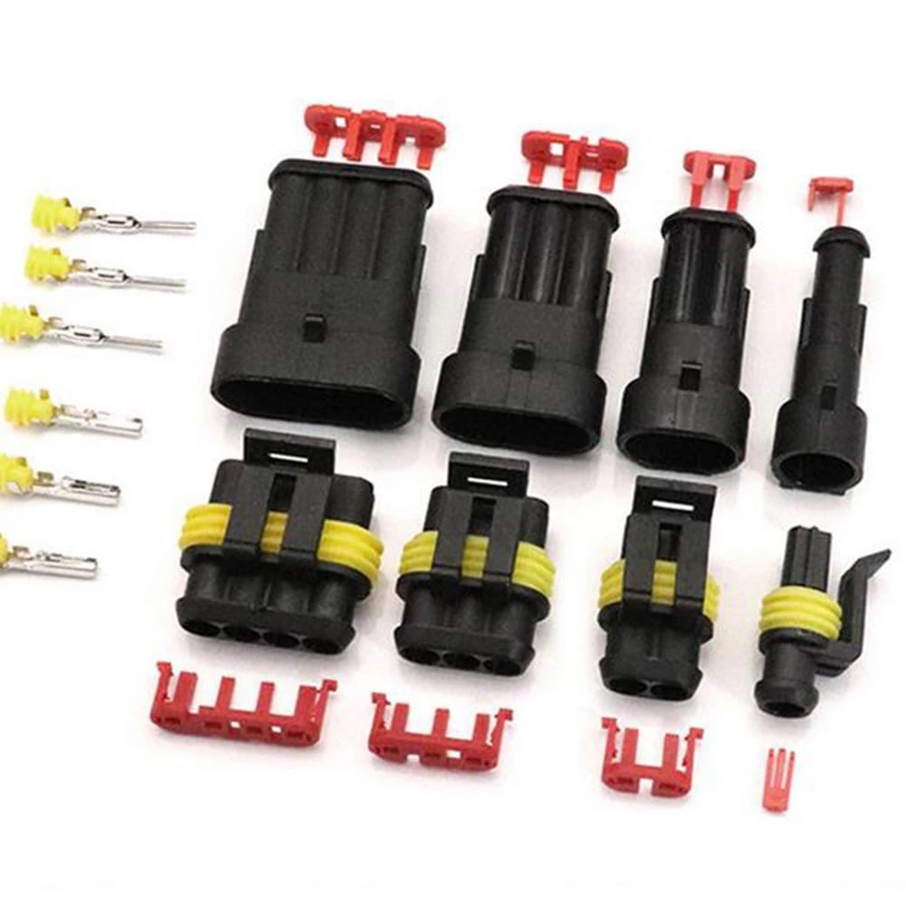 

352PCS Automotive Waterproof Cable Connector 1pin To 4pin Housing Connectors Female Male PinsHID Plug Silicone Waterproof Plugs
