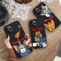 disney cartoon tom jerry cat mouse phone case for iphone 11 12 13 pro max mini 6 6s 7 8 plus x xr xs se2 liquid silicone cover