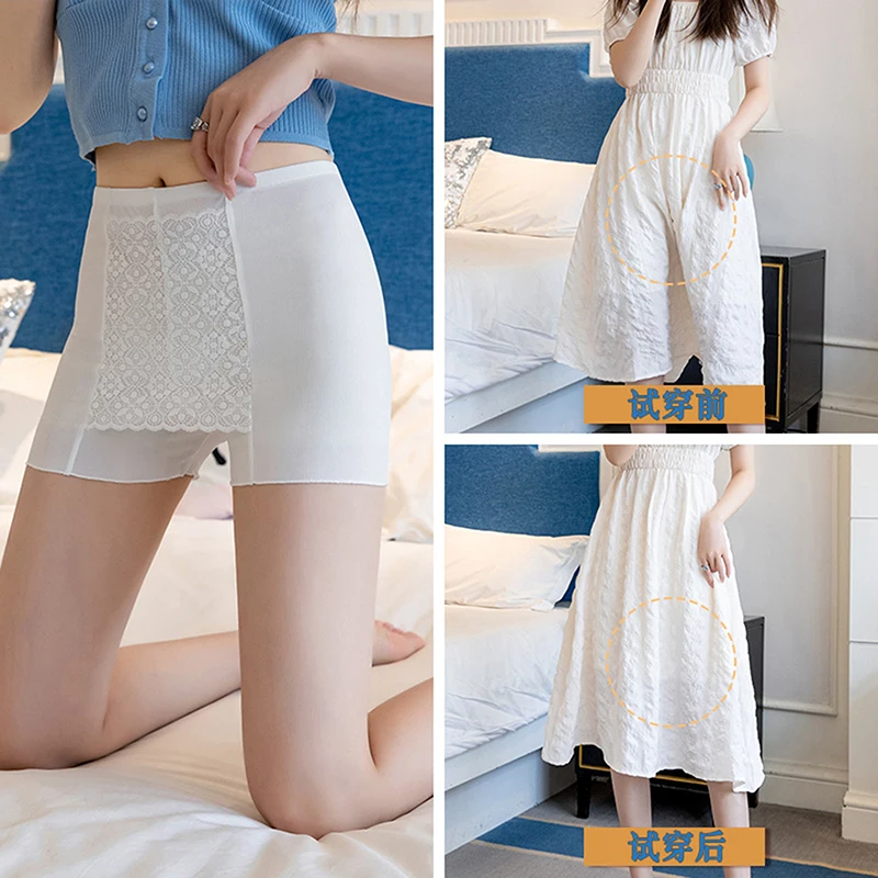 

Кружевные блокирующие анти-смущение двухслойные защитные брюки с высокой талией эластичные шорты под юбку пуш-ап нижние брюки