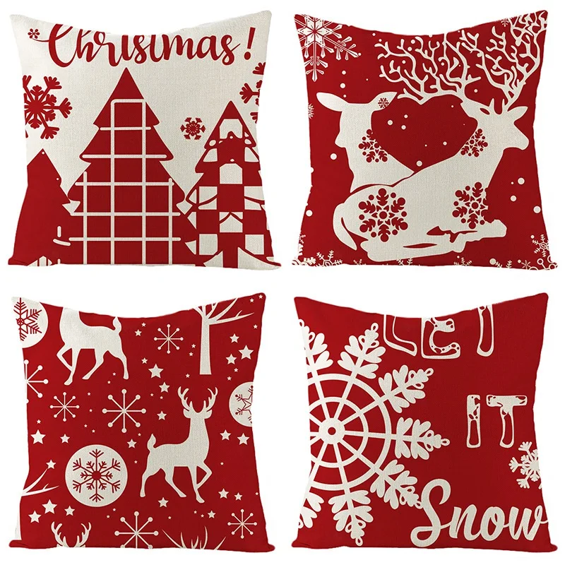 

Christmas Cushion Cover Merry Christmas Decorations for Home Christmas Pillowcase Navidad Noel Xmas Gifts Happy New Year