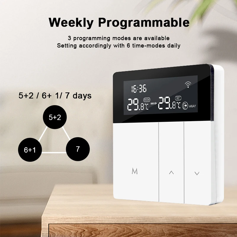 Tuya WiFi Smart Thermostat Electric Floor Heating Water/Gas Boiler Temperature Remote Controller Weekly Programmable |
