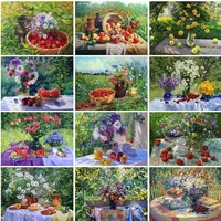 gatyztory pictures by numbers fruit flower kits drawing canvas handpainted gift diy oil painting by numbers landscape home decor