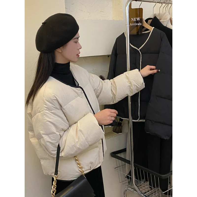 Winter Chic Down Cotton Puffer Parka Coats Women Loose Solid Thicken Warm Jacket Female Fashion Zippers Outerwear