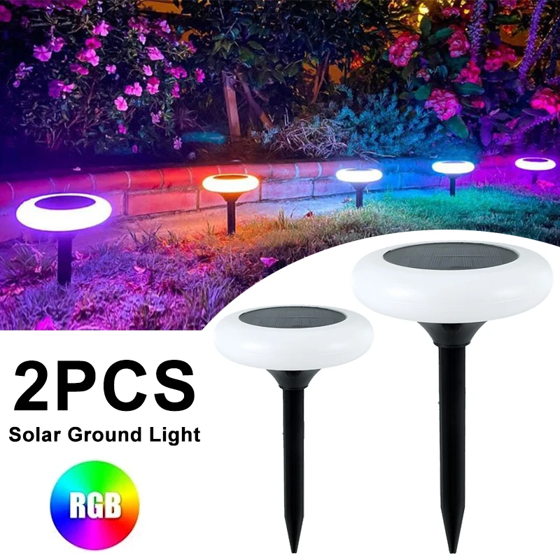 

2Pcs Color Gradient LED Solar Lights Outdoor Solar Garden Lights RGB Color Changing Balcony Courtyard Lawn Light Decoration