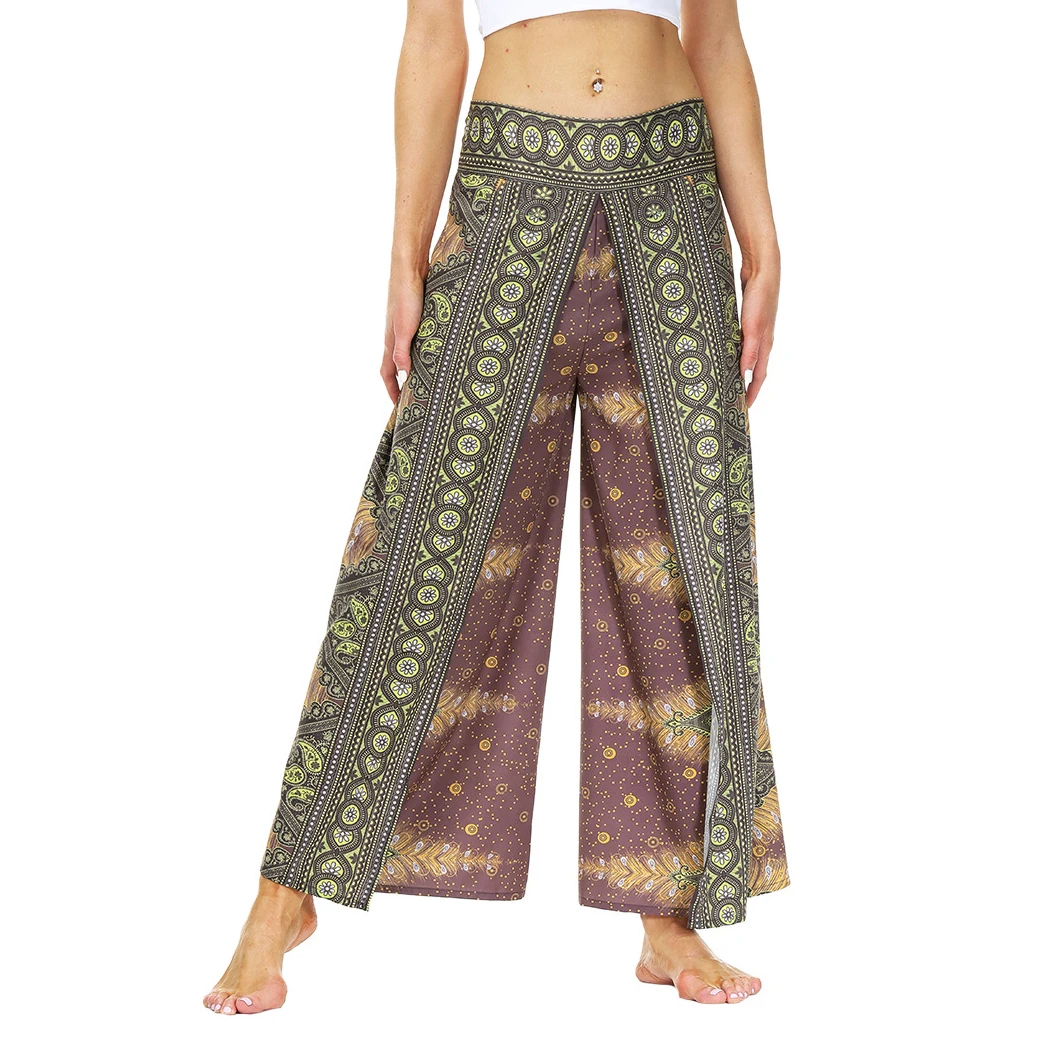 Женские повседневные мягкие брюки с разрезом танец-шаровары мешковатые пляжные