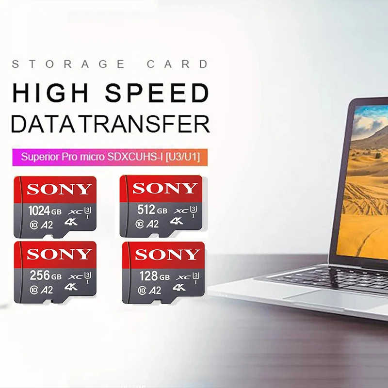 Фото Карта памяти SONY Micro SD TF Mini 1 ТБ, 128 ГБ, 256 ГБ, высокоскоростная флеш-карта памяти TF C10 для Xiaomi №2