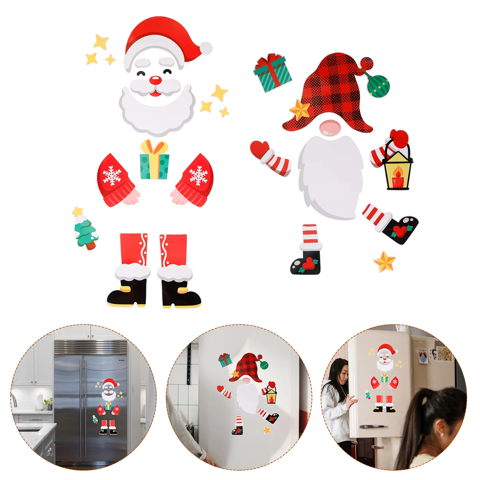 

2 Sheets Refrigerator Magnetic Decals Xmas Fridge Magnets Decals Fridge Sticker