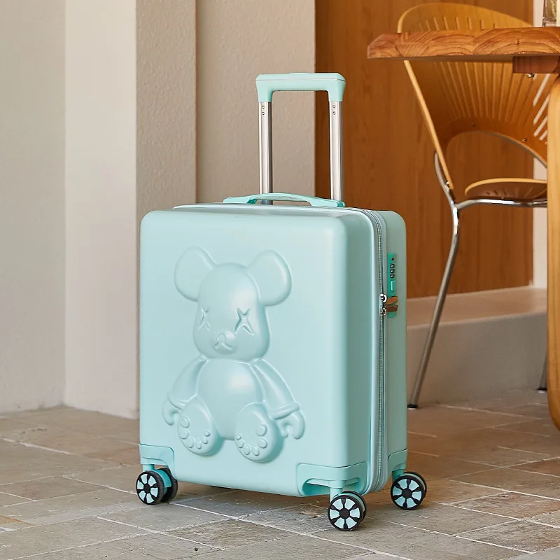 Luxury Cuddly Bear Boarding Box 18 Inch Fine Security Password Lock Luggage Men And Women Applicable Aluminum Frame Box