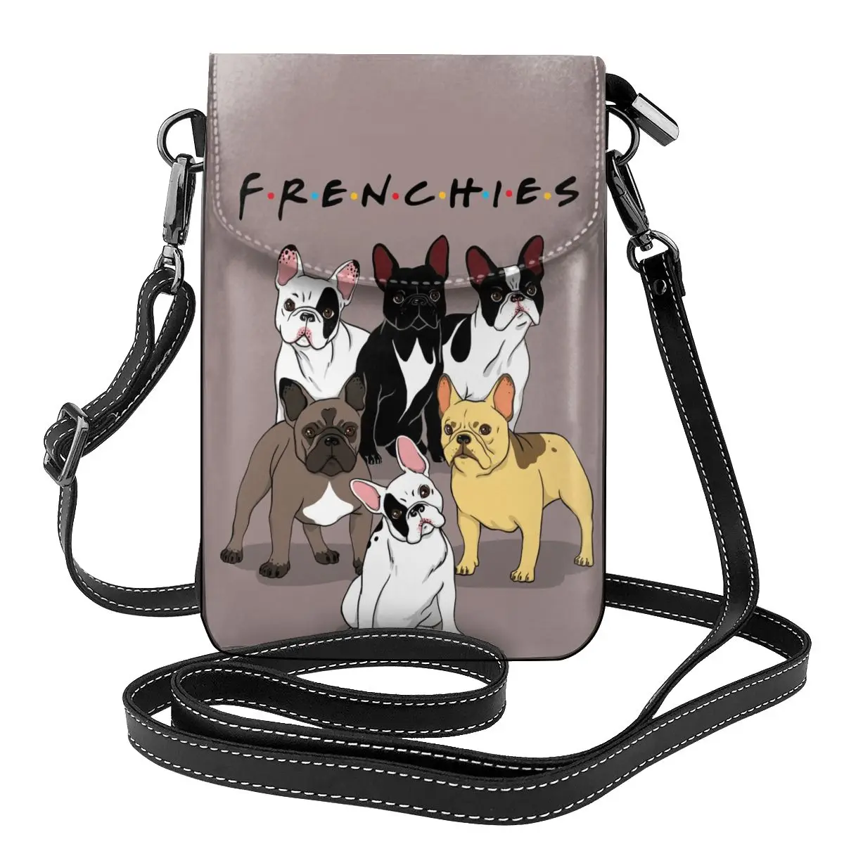 

FRENCH Bulldog Friends Shoulder Bag Animal Woman Gift Women Bags Retro Leather Streetwear Purse