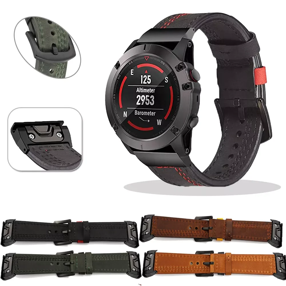 

NEW2023 22 26mm Strap for Garmin 7 7X 5 5X Plus 6 6X Pro 3HR 935 Descent Mk2 Smart Watch Leather Band Bracelet Quick Fit Wristb
