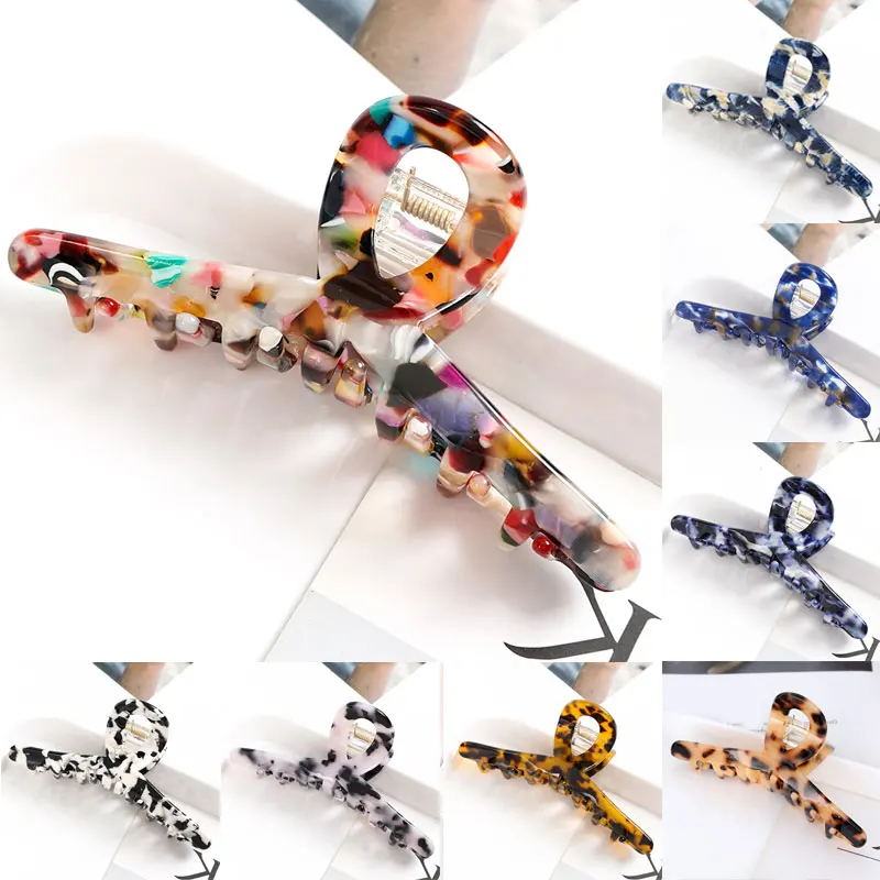 

New Acetate Hair Claws Crab Clamps Charm Claw Clips Women Girls Leopard Hair Clips Retro Cross Hairdress Hair Styling Tool