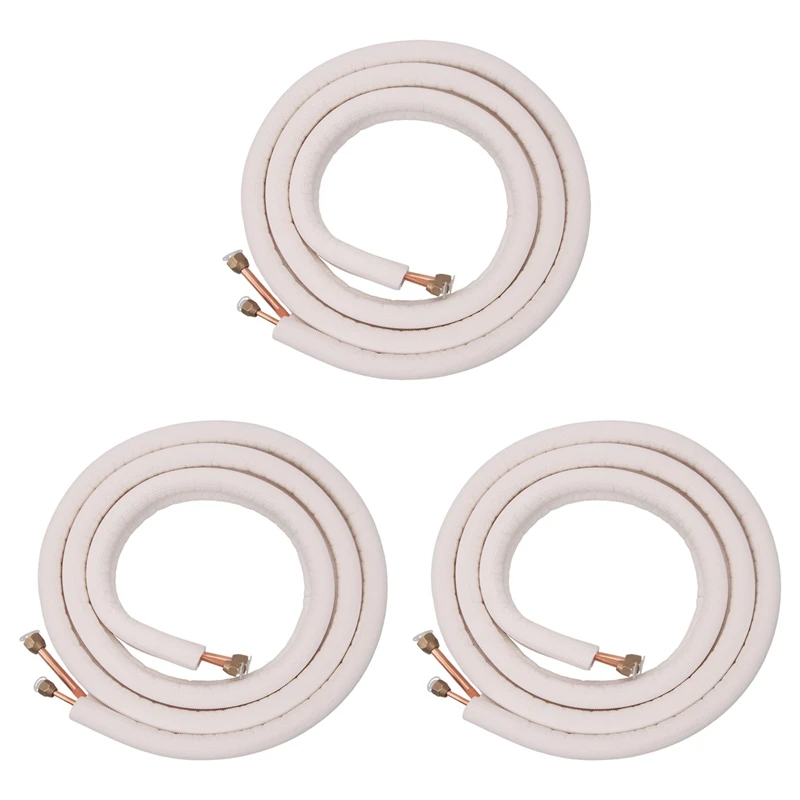 

3Pcs 3Meter Air Conditioner Pair Coil Tube 1/4In 3/8In Insulated Copper Line Wire Set Air Conditioner Parts