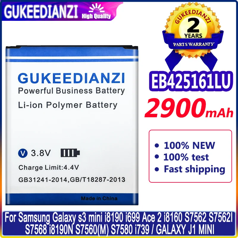 

Bateria 2900mAh EB425161LU Phone Battery For Samsung Galaxy S3 Mini I8190 I699 Ace 2 I8160 S7562 S7562I S3mini Ace2 Batterie