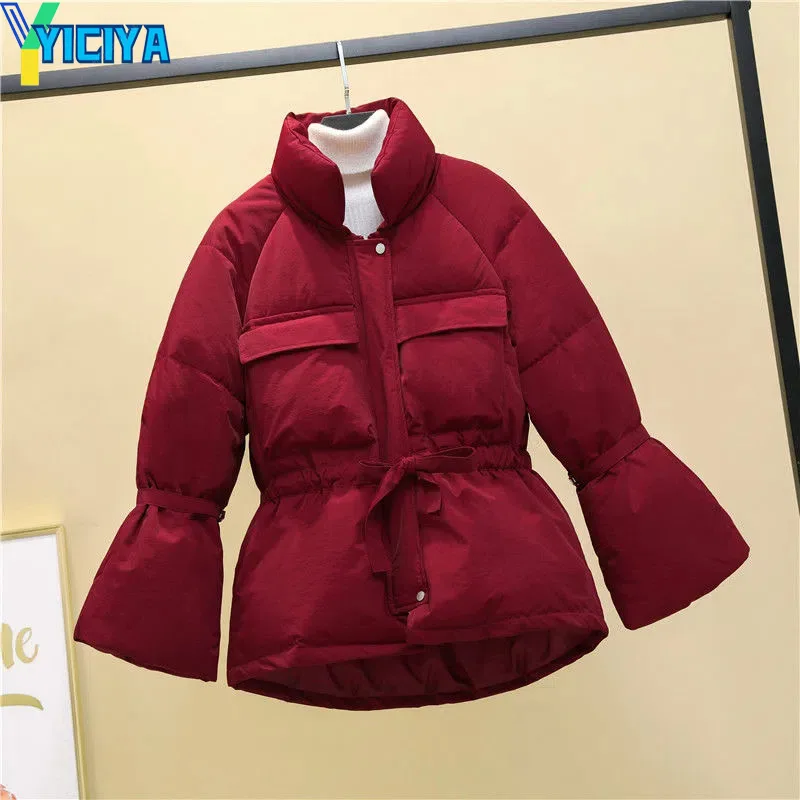 YICIYA Coats Woman Winter 2023 Long Sleeve Solid Color Cotton-padded Warm Loose Streetwear Jacket Women Parkas Fashion Outwear