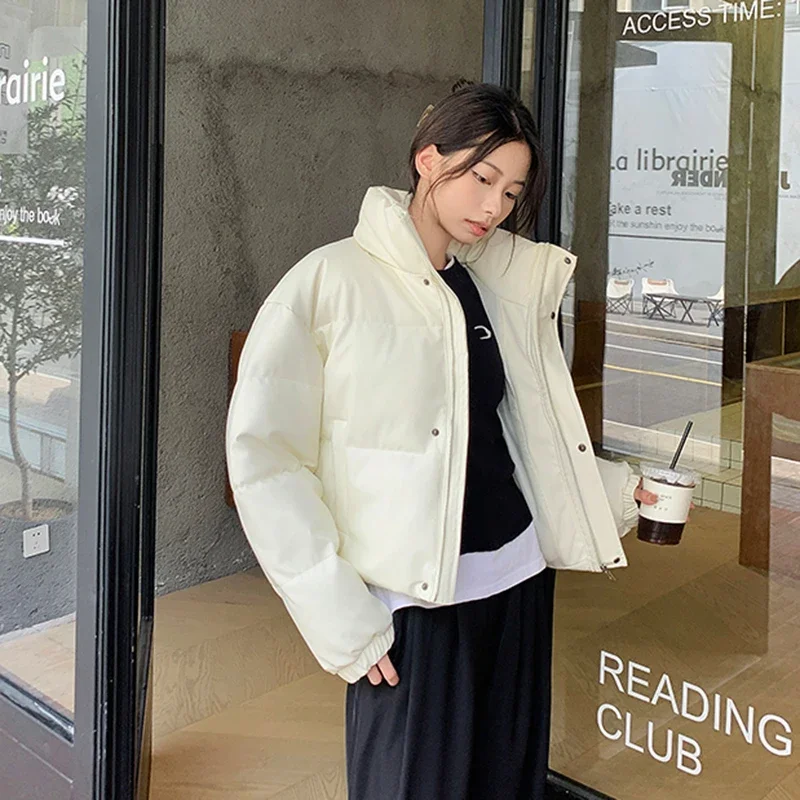 Y2K уличная одежда короткие парки из искусственной кожи женские зимние толстые