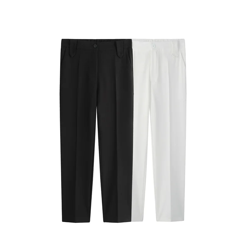 

White Black Suit Pants Men Slim Fashion Social Mens Dress Pants Korean Loose Casual Straight Pants Mens Office Formal Trousers
