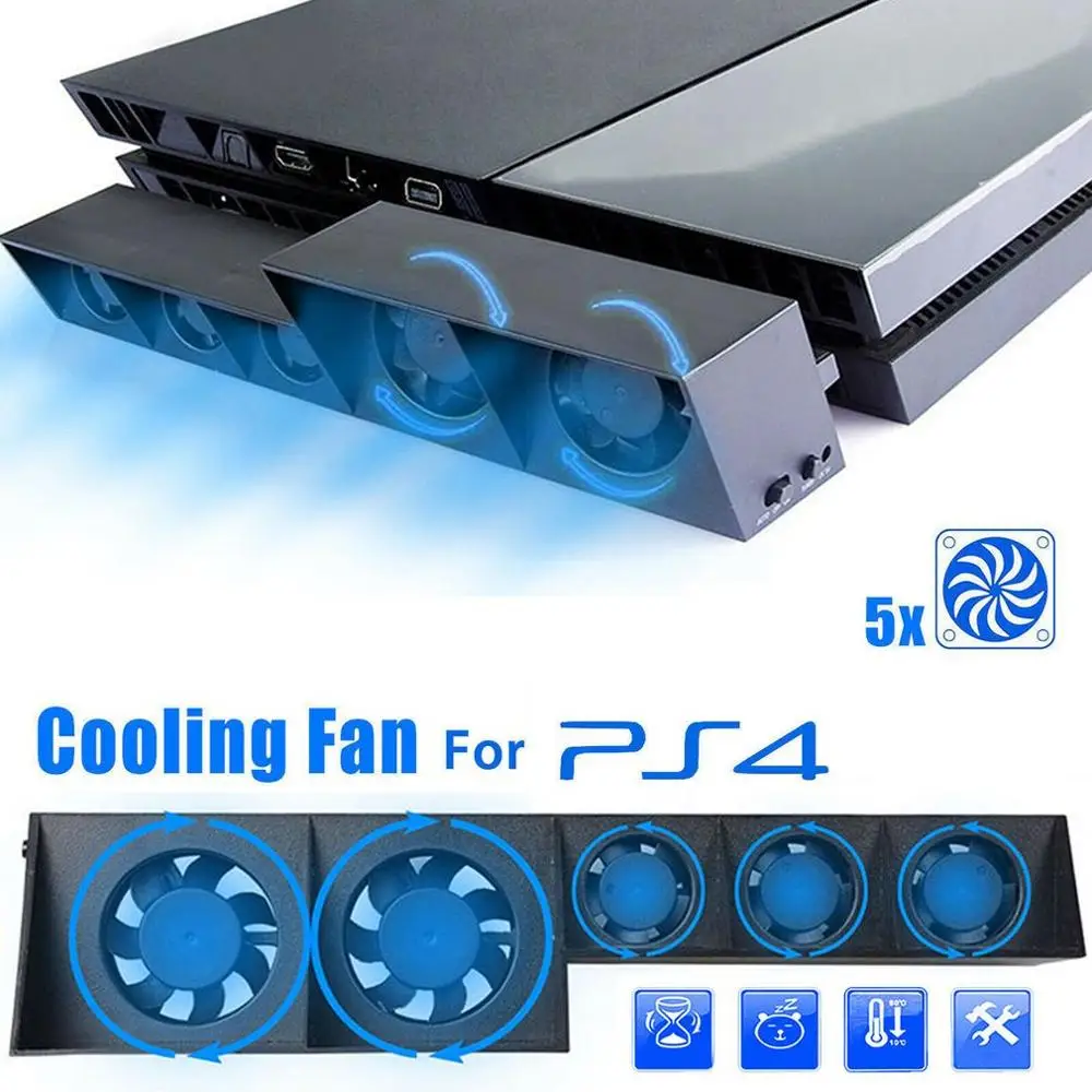 

Умный охлаждающий вентилятор USB с контролем температуры TP4-005, 5 вентиляторов для Playstation 4, для PS4, радиационный вентилятор